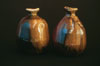 A set of little sat-fired jugs in blue glaze.
